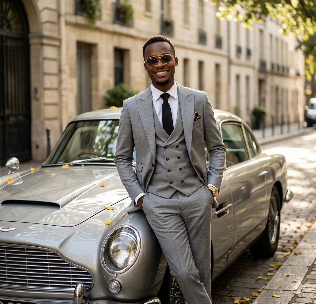 Daniel with a classic car